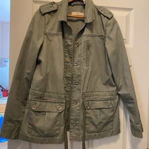 Levi’s green utility jacket with tie waist